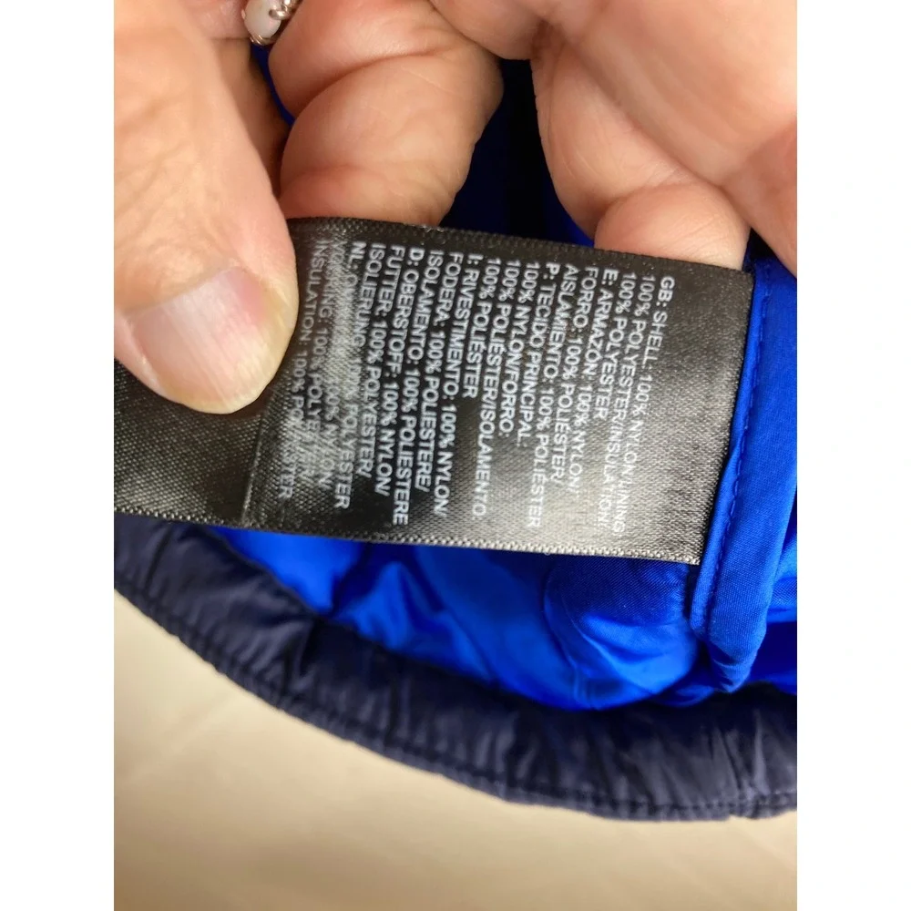 The North Face Puffer Jacket Boys XL 18/20 Mens Small Blue Quilted Zip Up Logo